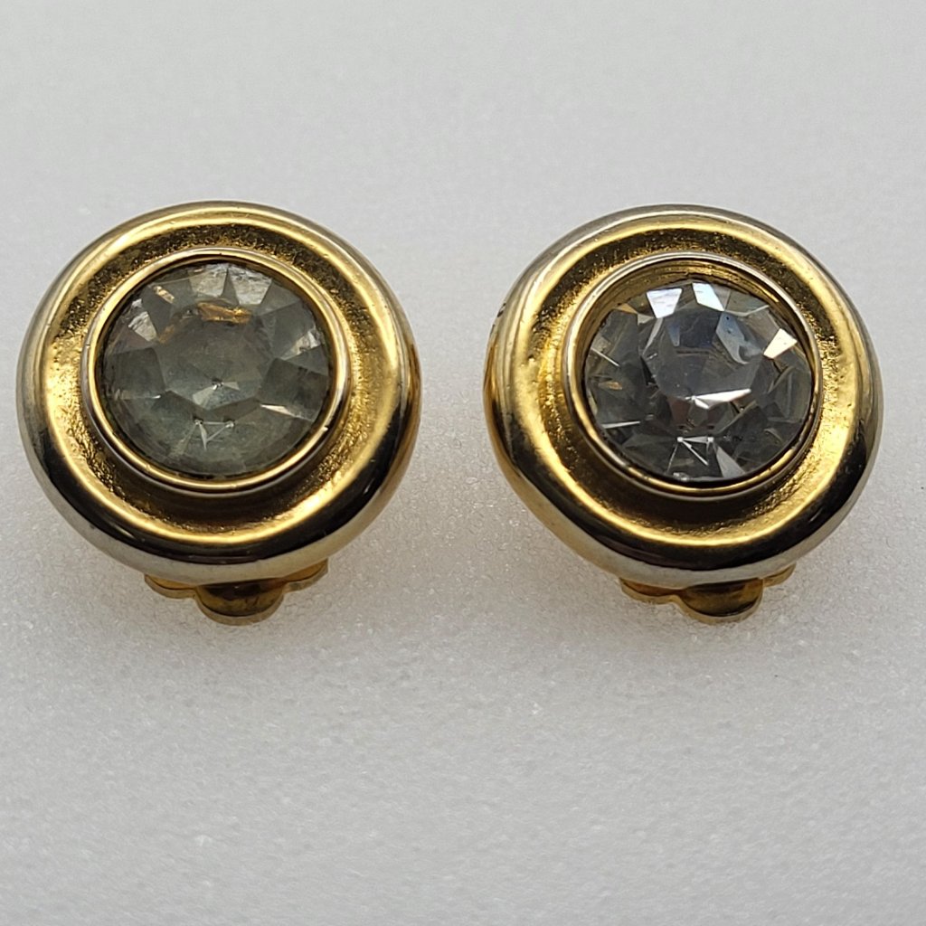 Vintage Cadoro Gold Tone Clip-On Earrings With Clear Rhinestones